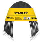 10-Pack Stanley 15" Natural Rubber Tarp Straps W/ Zinc Plated S-Hooks