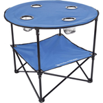 Wakeman Round 2-Tier Folding Table With 4 Cupholders & Carry Bag