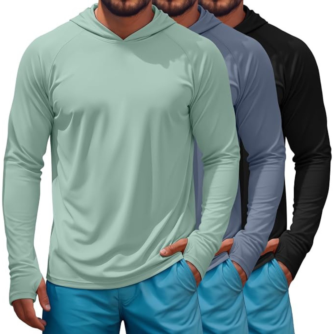 3-Pack Men's UPF 50+ Sun Protection Hoodie Shirts (Various)