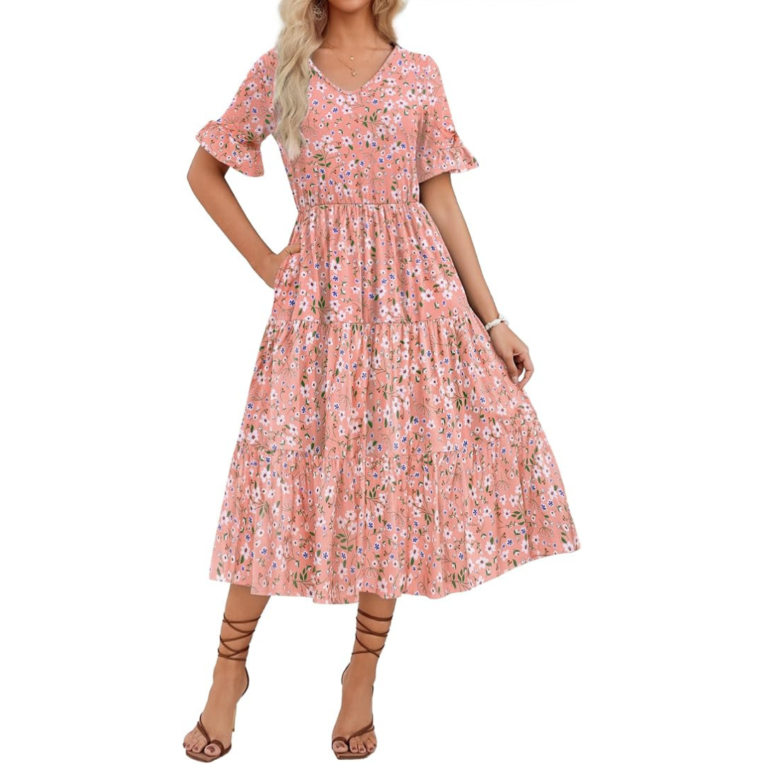 Women's Loose Fit Boho Flowy Swing Summer Dresses
