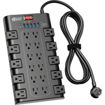 22-Outlet Superdanny 2100J Surge Protector Power Strip W/ 6x USB Ports & 6.5' Cord