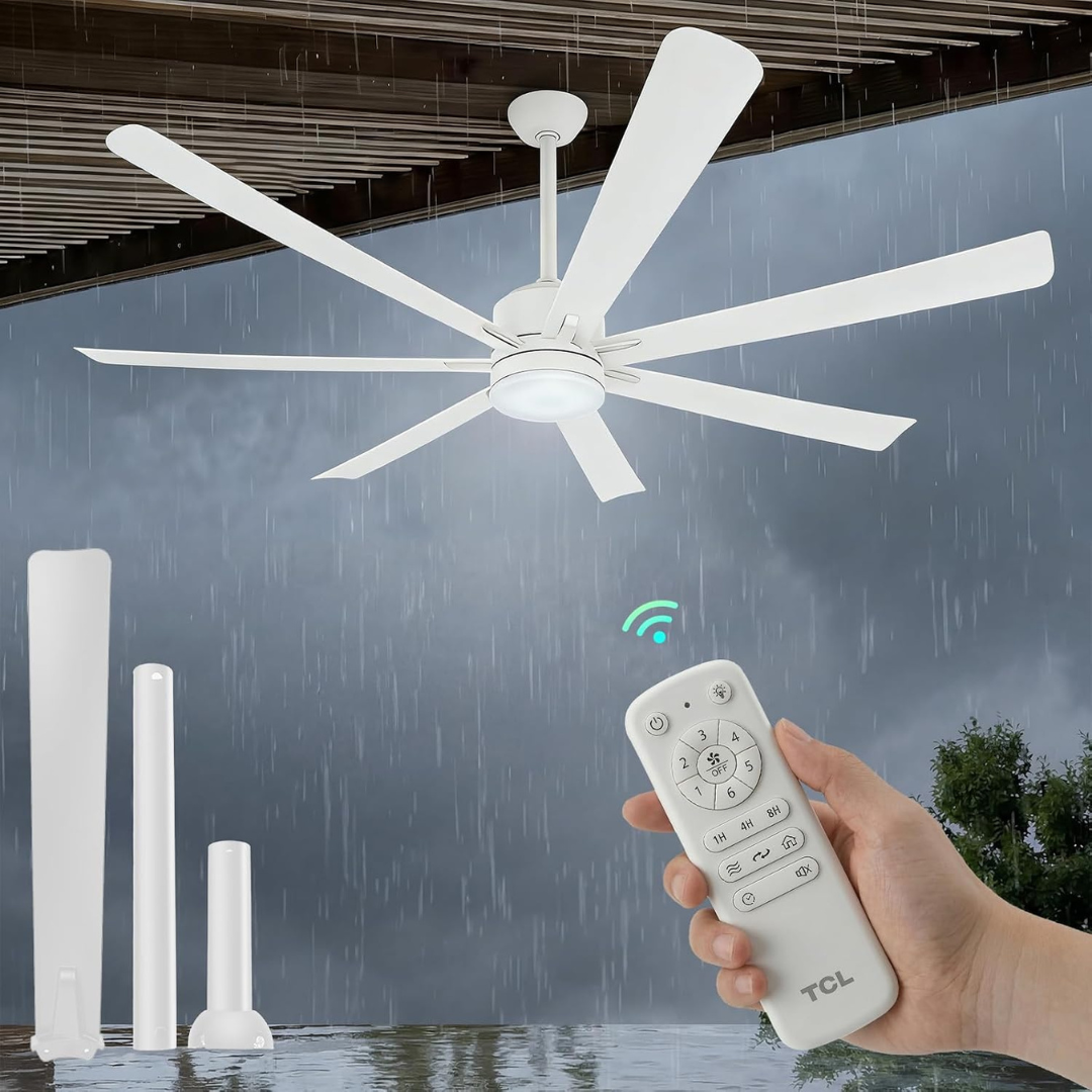 72" TCL Large Outdoor Ceiling Fan With Lights & Remote