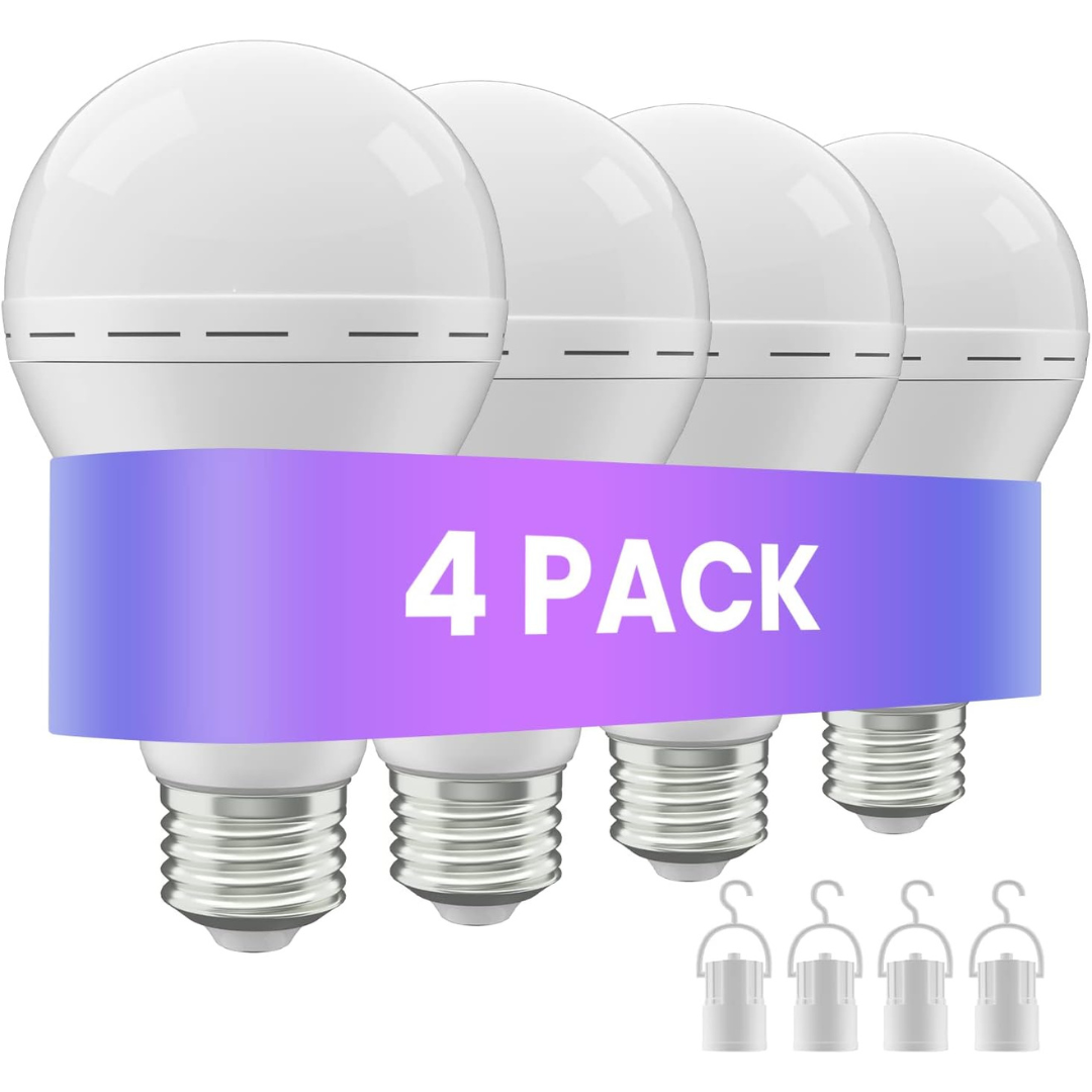 4-Pack 60W Equivalent 12W Rechargeable LED Light Bulbs