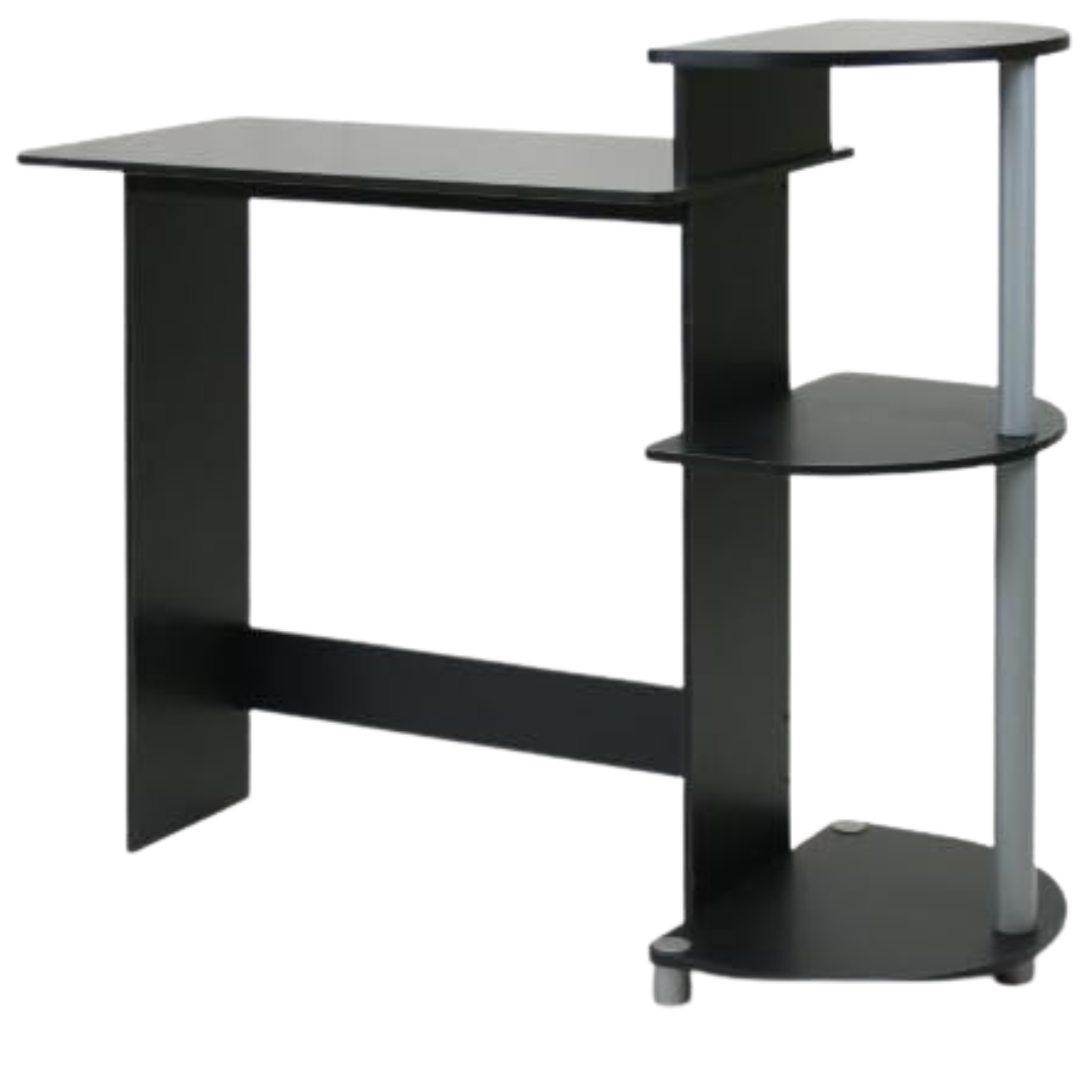 28.5" Furinno Compact Round Side Computer Desk With Shelves