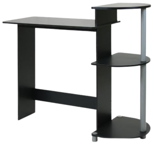 28.5" Furinno Compact Round Side Computer Desk With Shelves