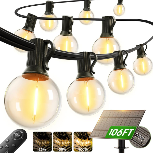 100FT Addlon 54LED Outdoor Dimmable Solar String Lights W/ Remote