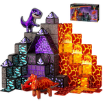 40-Piece GobiDex Dinosaur World Lava Cave Magnetic Building Blocks Set