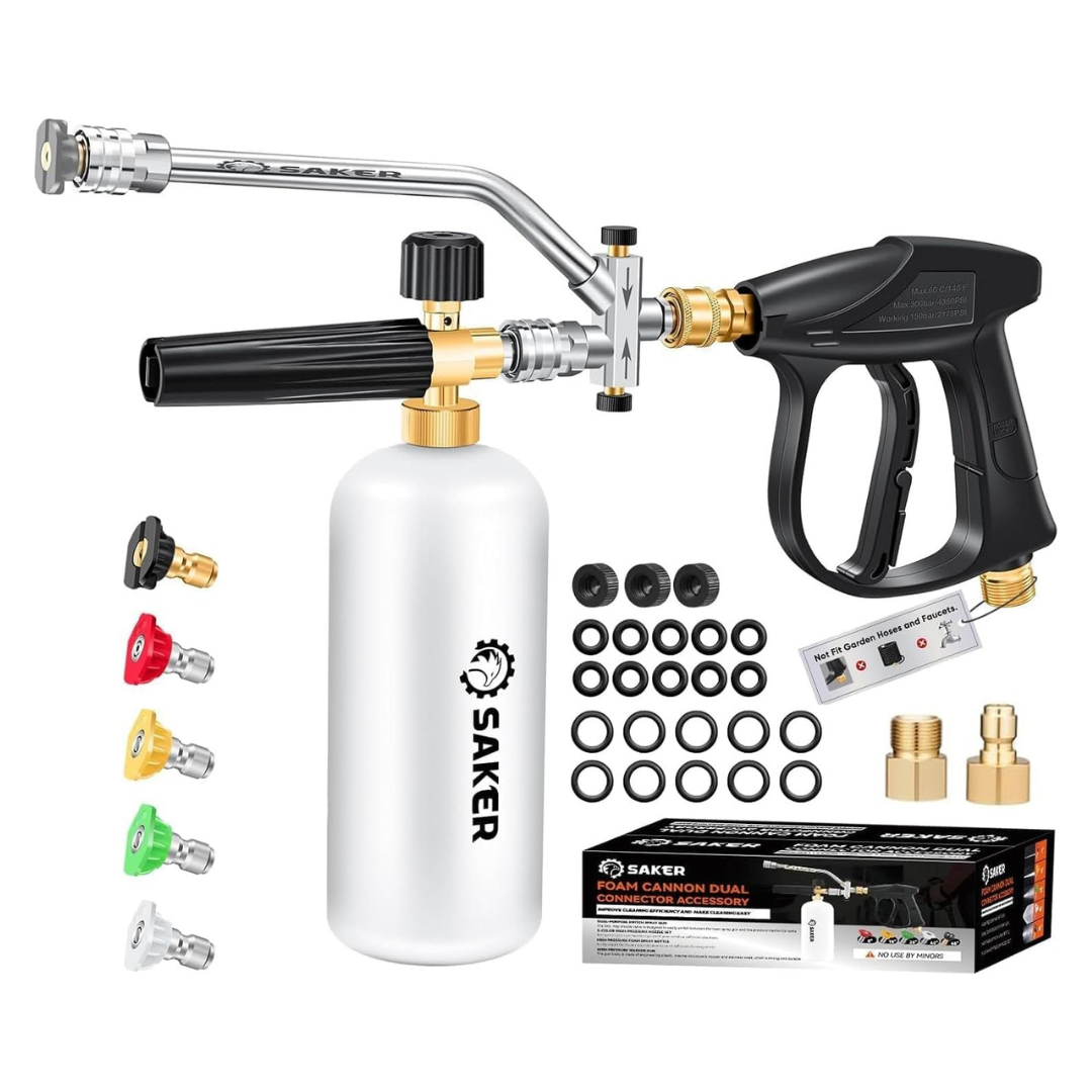 Saker Foam Cannon Pressure Washer Kit With Spray Gun & 5 Nozzles