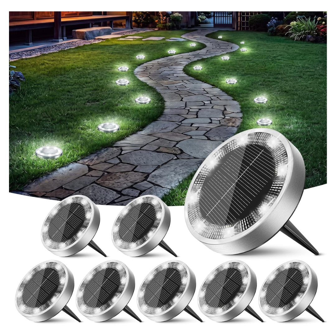 8-Pack Solar Pathway Lights, Waterproof Landscape Lighting