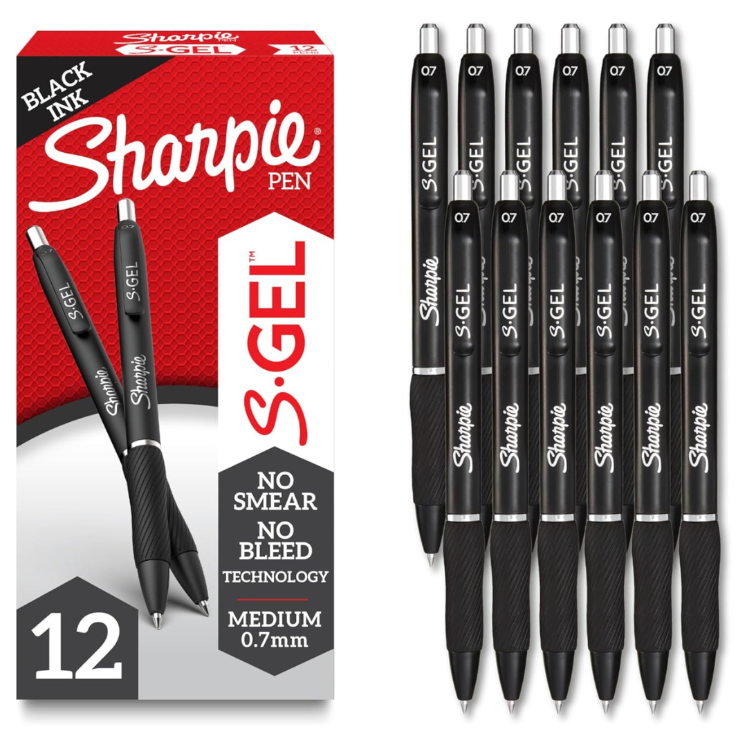 12-Count Sharpie Medium Point Black Ink Gel Pens