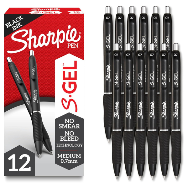 12-Count Sharpie Medium Point Black Ink Gel Pens