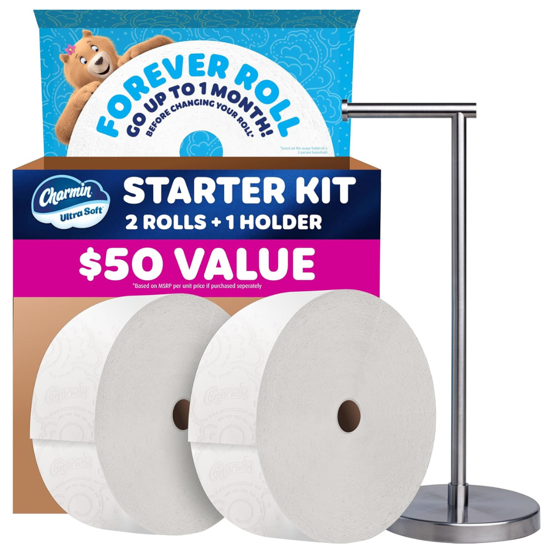 Charmin Toilet Paper Ultra Soft Forever Roll Starter Kit With 1-Holder & 2 Rolls