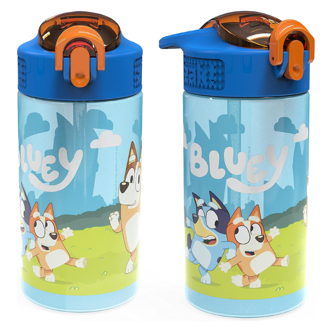 2-Pack 16-Oz Zak Designs Bluey Sage Leak-Proof Straw Lid Kids Water Bottle