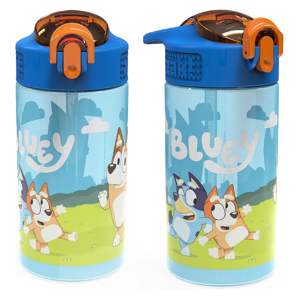 2-Pack 16-Oz Zak Designs Bluey Sage Leak-Proof Straw Lid Kids Water Bottle