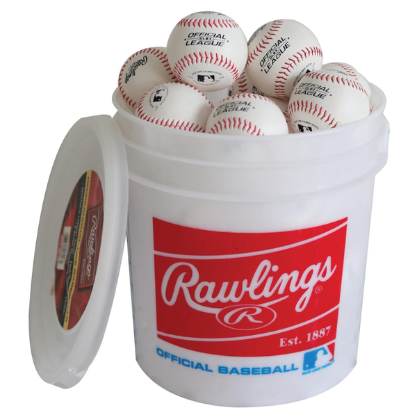 24-Count Rawlings Official League Practice Baseballs In A Bucket