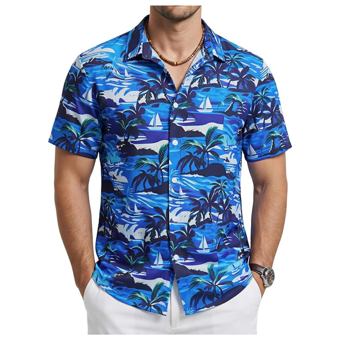 Men's Short Sleeve Hawaiian Button-Down Shirt (Various)