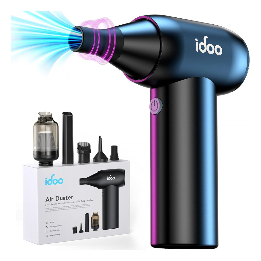 IDOO Cordless Electric Compressed Air Duster & Portable Vacuum