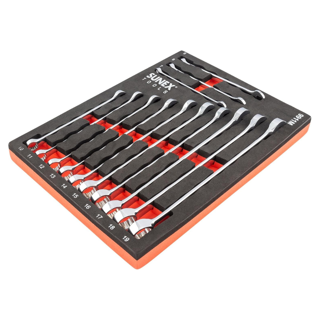 13-Piece Sunex 9911M V-Groove Metric Wrench Set In EVA Foam (7mm-19mm)