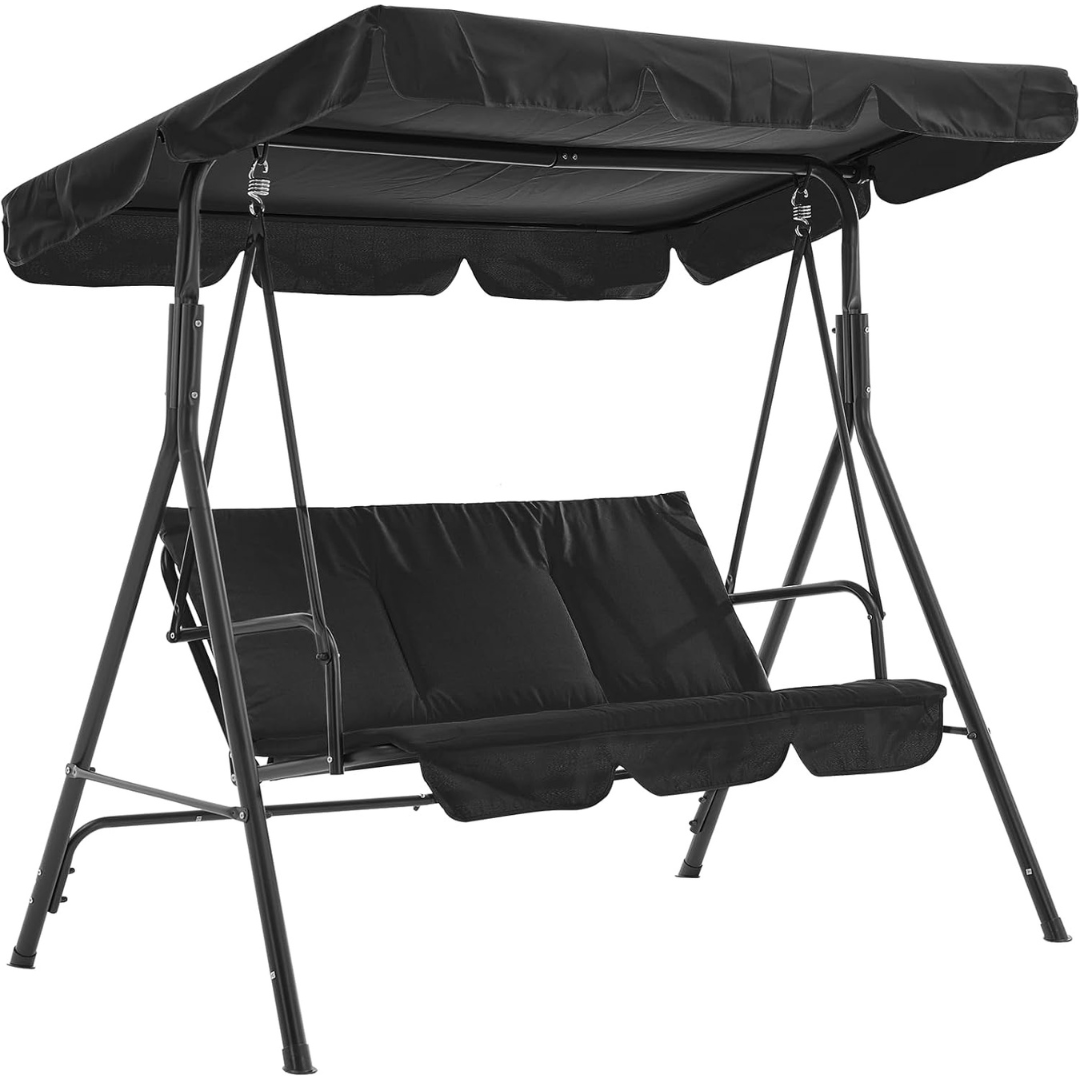 GarveeTech 3-Person Porch Swing Chair W/ Adjustable Canopy