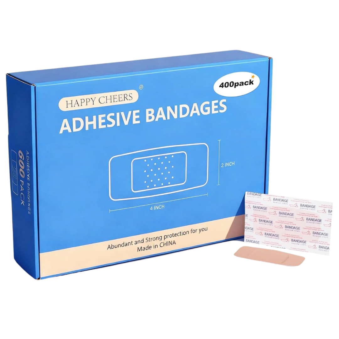 400-Pack Happy Cheers 2" X 4" Fabric Flexible Wound Bandages