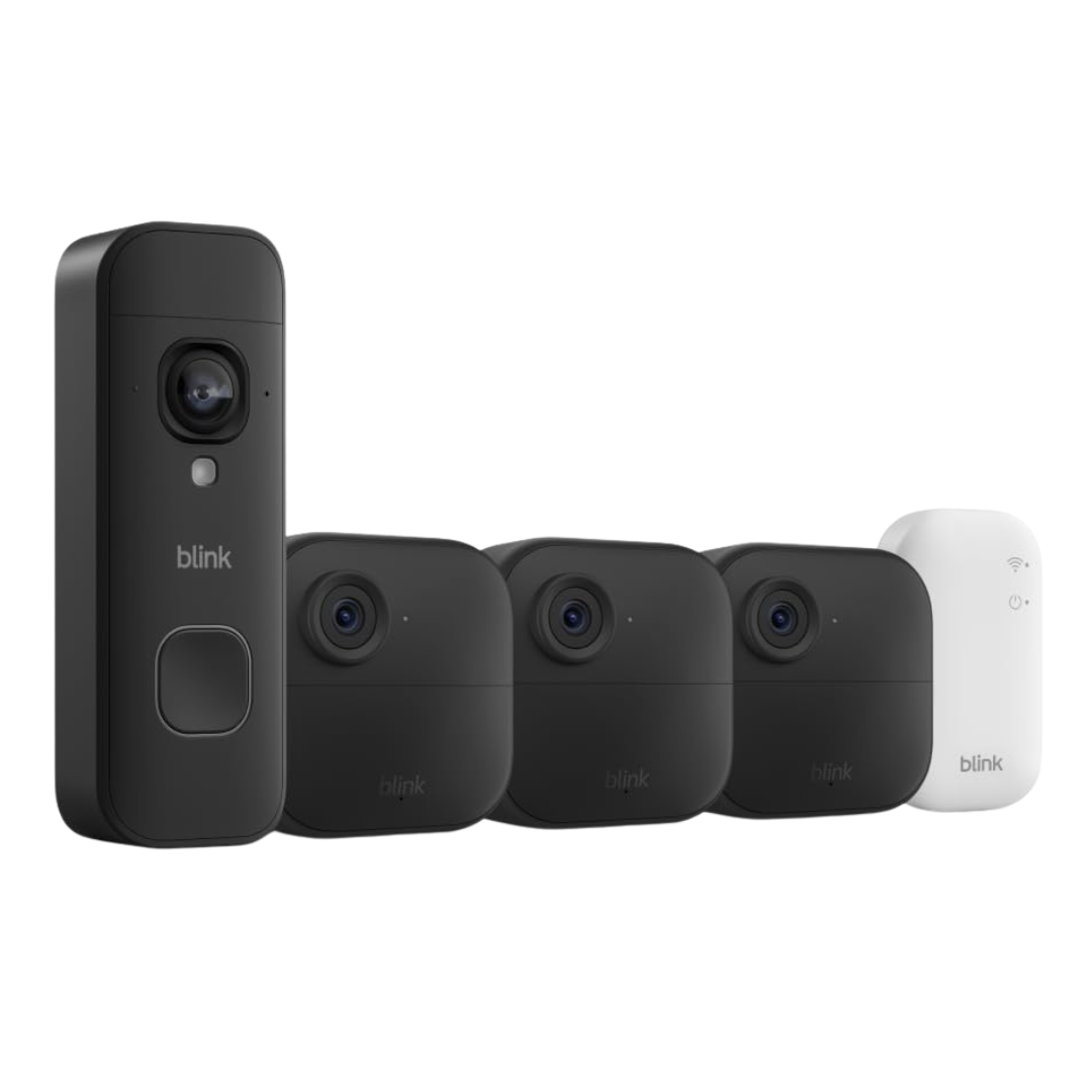 Blink Outdoor 4 3-Camera System With Sync Module Core + Battery Doorbell 2K+