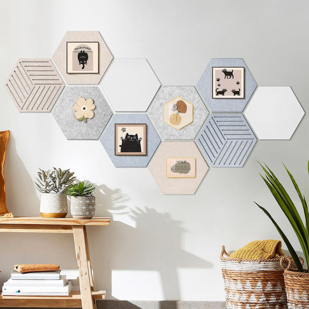 10-Pack Fwpelt Hexagon Felt Pin Cork Boards (Mixed)