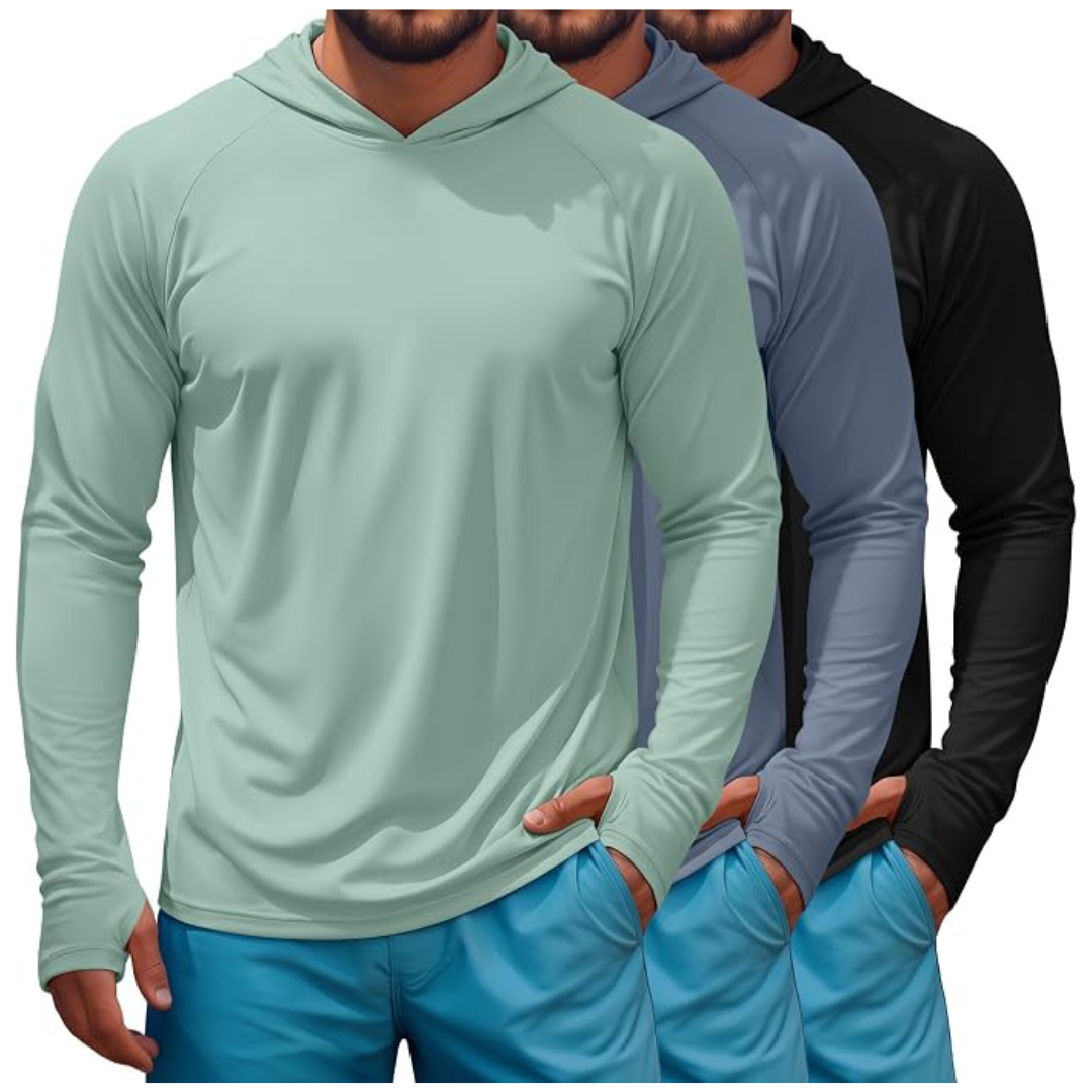 3-Pack Men's UPF 50+ Sun Protection Hoodie Shirts (Various)