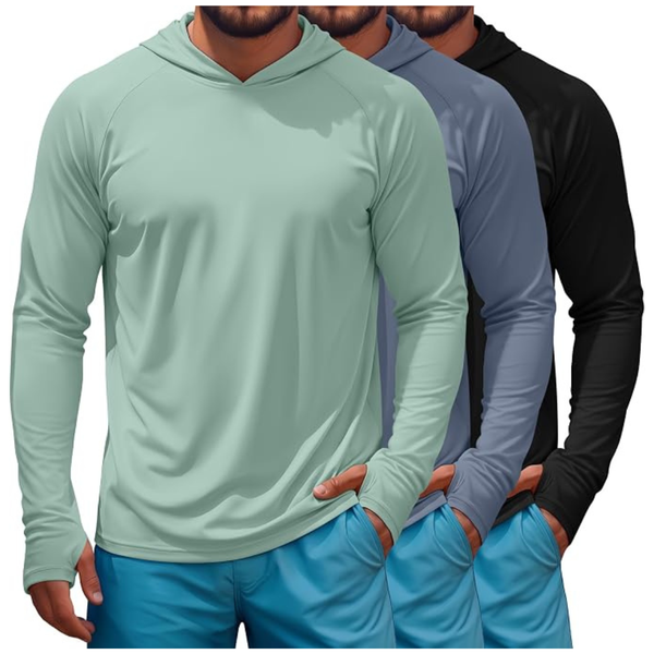 3-Pack Men's UPF 50+ Sun Protection Hoodie Shirts (Various)