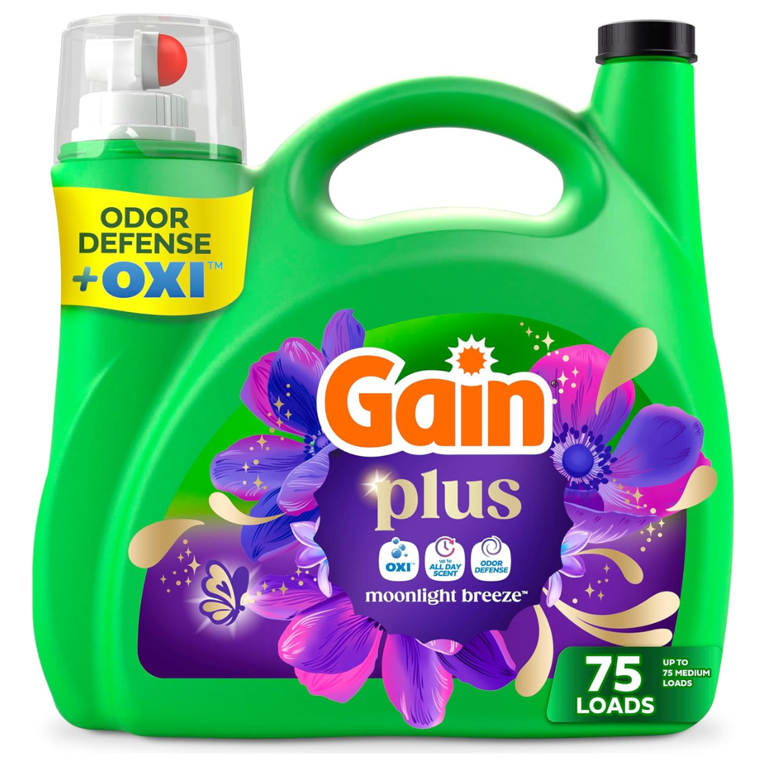 99oz Gain Plus Liquid Laundry Detergents (75 Loads, Moonlight Breeze Scent)