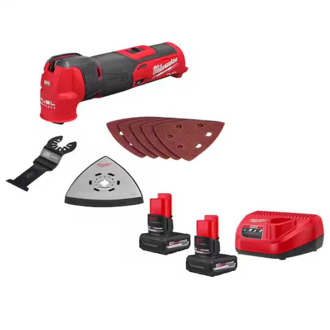 Milwaukee M12 FUEL 12V Oscillating Multi-Tool W/ 2x M12 XC 5 Ah Batteries & Charger