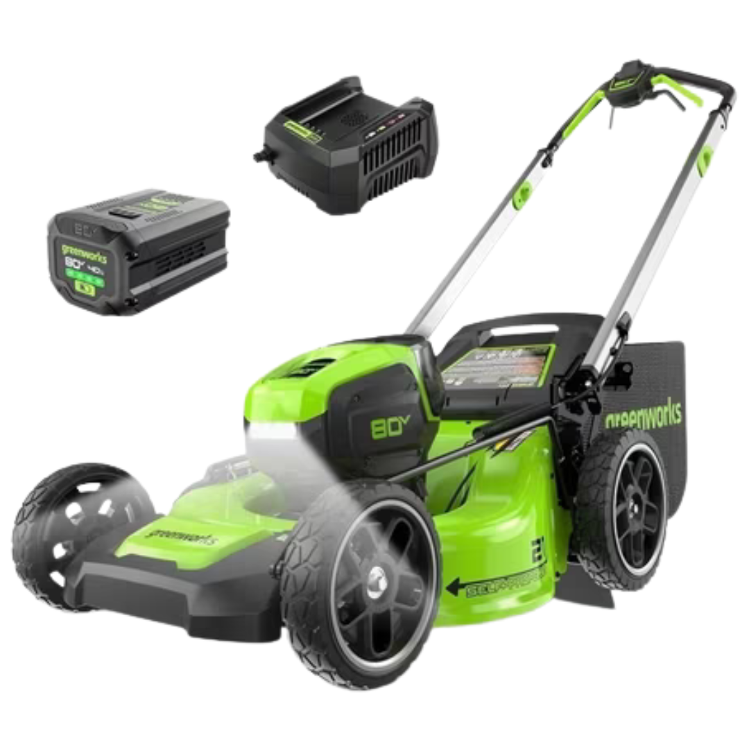 21" Greenworks 80V Brushless Cordless Lawn Mower W/ 4Ah Battery & Charger