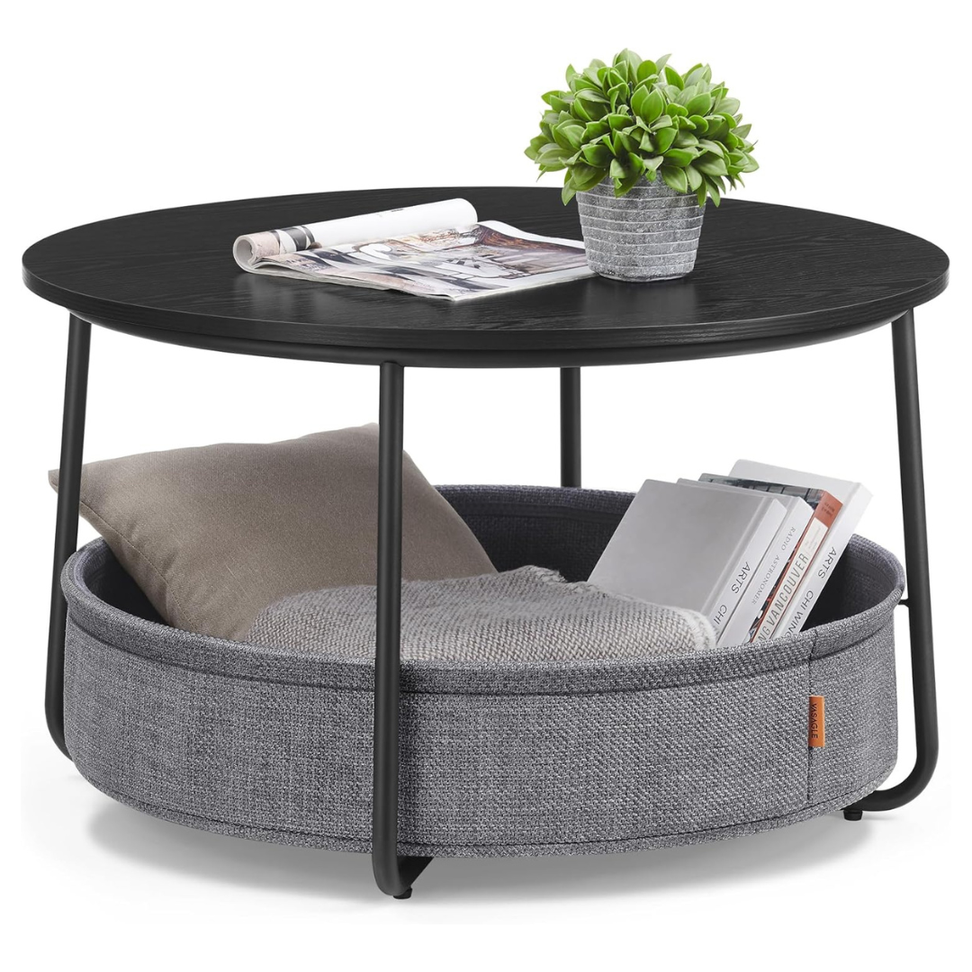 Round Center Coffee Table With Storage (2-Colors)