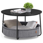 Round Center Coffee Table With Storage (2-Colors)