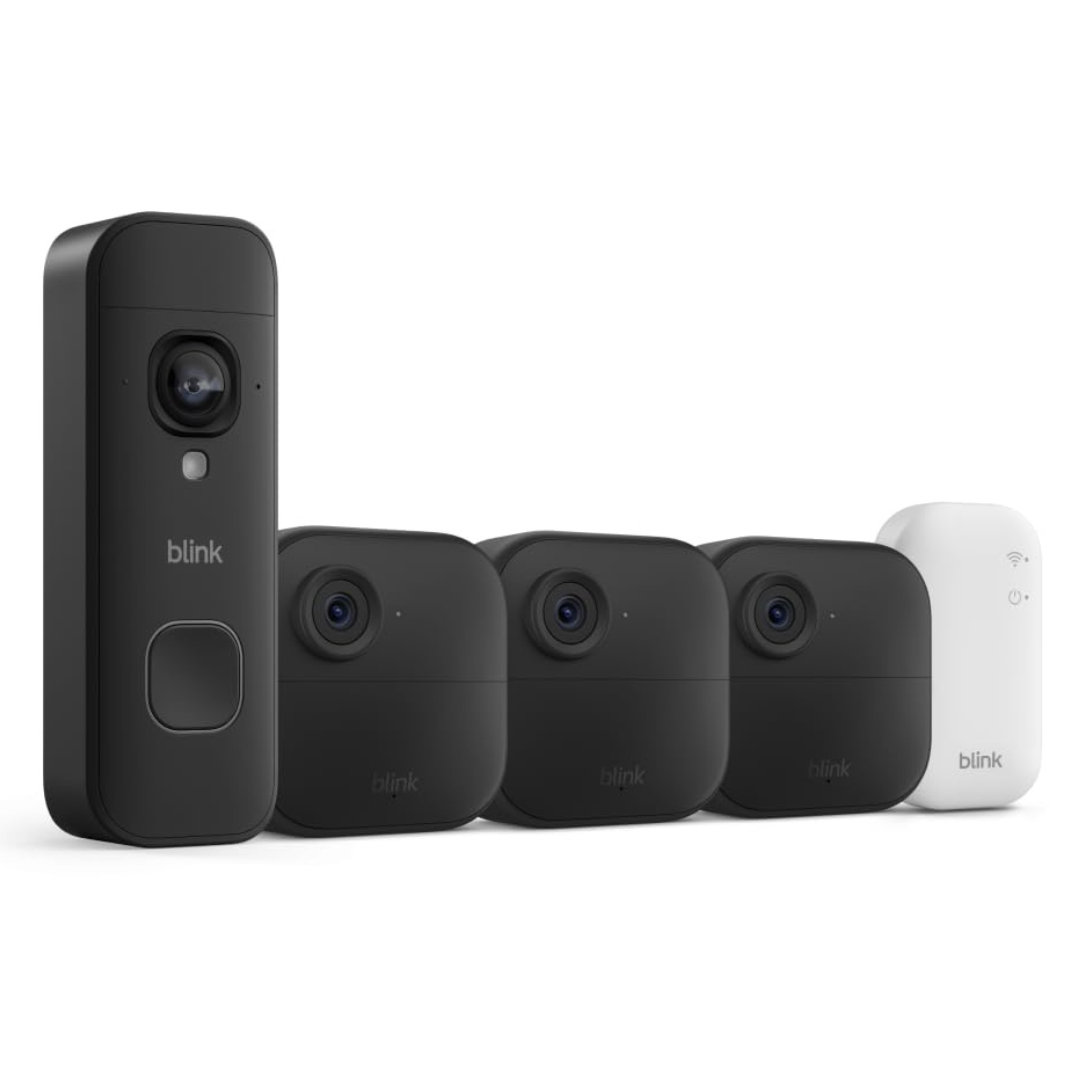 Blink Outdoor 4 3-Camera System With Sync Module Core + Battery Doorbell 2K+