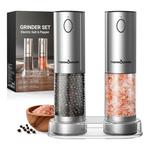 ThermoMaven Electric Rechargeable Salt & Pepper Grinder Set W/ LED Light (Stainless)