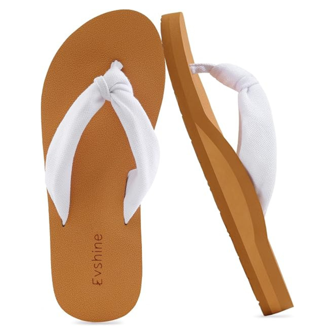 Evshine Women's Lightweight Flip Flops W/ Soft Knit Straps