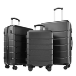 3-Piece EDX Hardside Luggage Sets With 4 Double Spinner Wheels (Black)