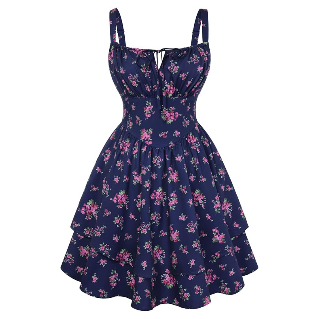 Scarlet Darkness Floral Mini Corset Dress Women Teens Sundress (Various)