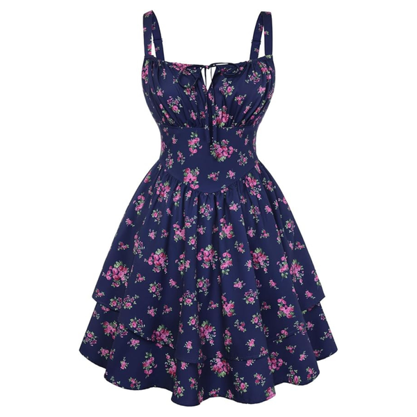 Scarlet Darkness Floral Mini Corset Dress Women Teens Sundress (Various)