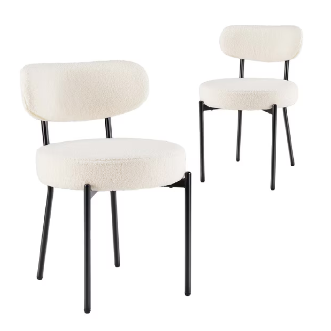 Set Of 2 EDX Upholstered Mid Century Modern Round Dining Chairs