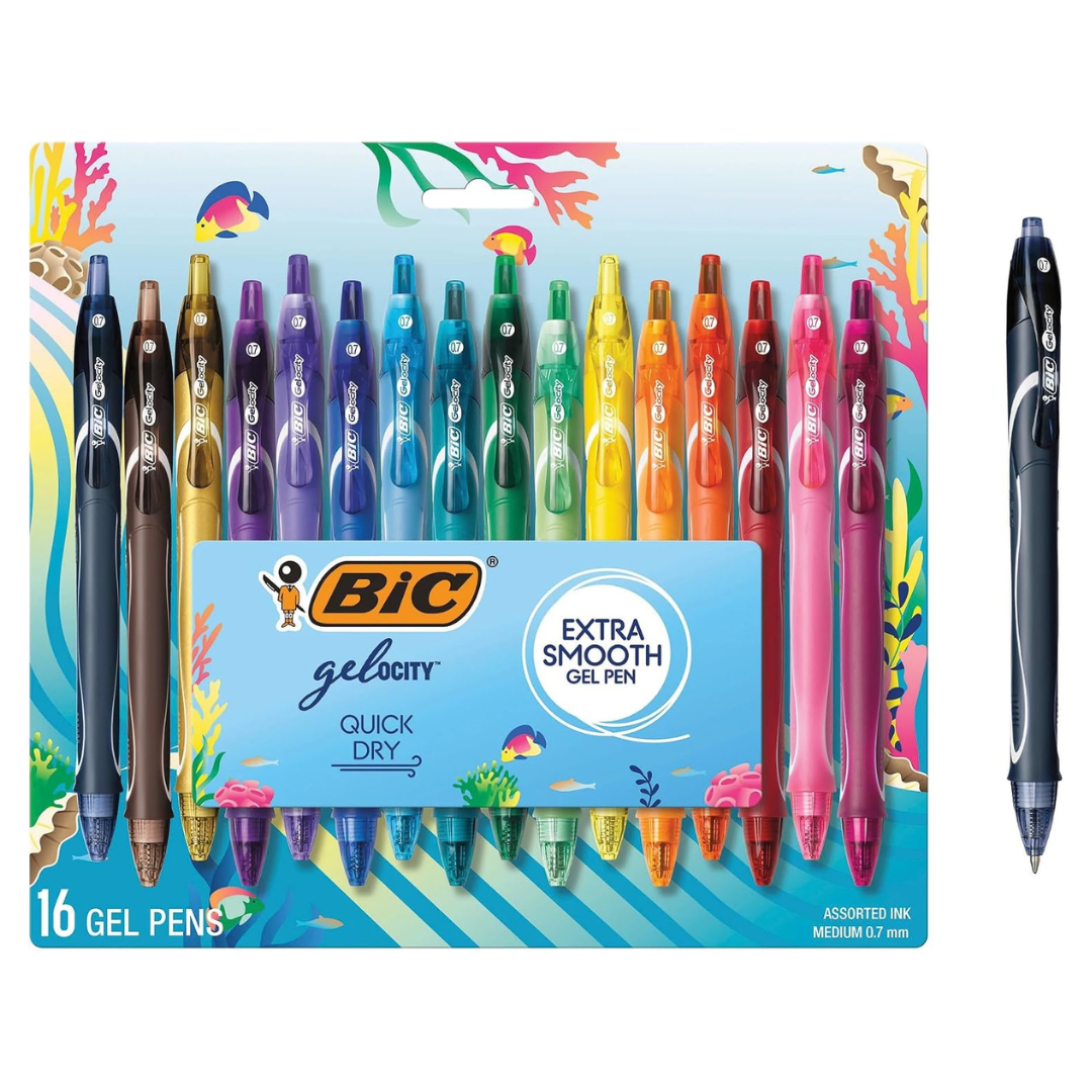 16-Count BIC Gelocity Quick Dry Colorful Gel Pens (Medium Point)
