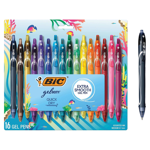 16-Count BIC Gelocity Quick Dry Colorful Gel Pens (Medium Point)