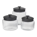 3-Count 48-Oz Anchor Hocking Anchor Hocking Glass Jars With Black Metal Lids