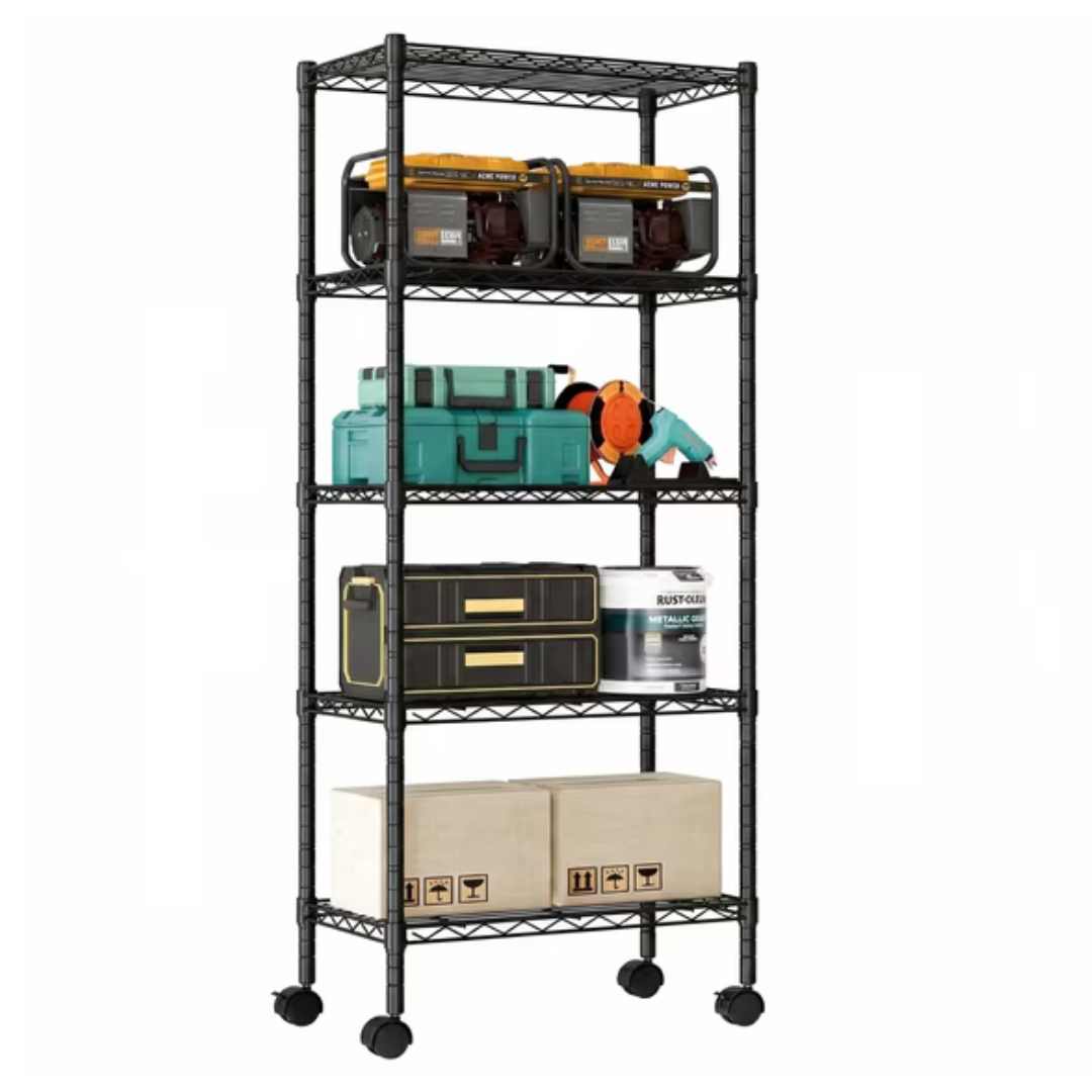 EDX 5 Tier Heavy Duty Adjustable Wire Shelving With Wheels