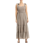 Max Studio Women's Tie Strap Smocked Tiered Sundress
