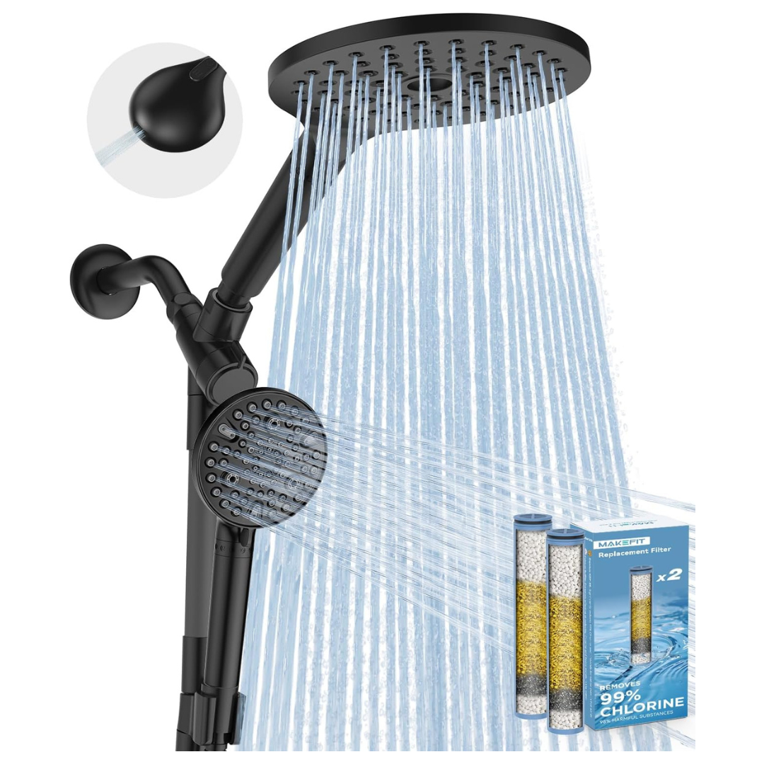 8" MakeFit Dual Filtered Rain Shower Head Combo