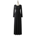 Women's Long Sleeve Maxi Dress Casual Empire Waist W/ Pockets