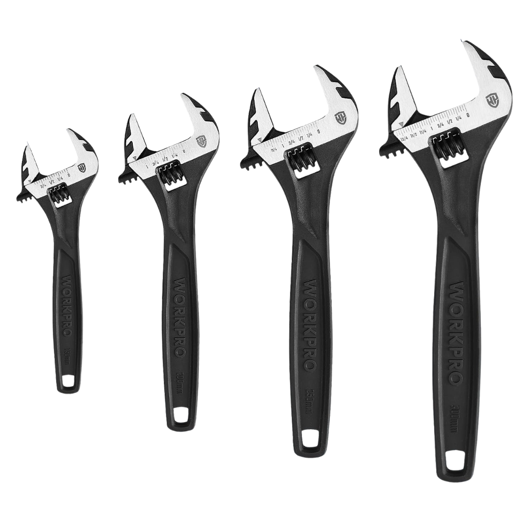 4-Piece Adjustable Cr-V Steel Wrench Set (6''/8''/10''/12'')