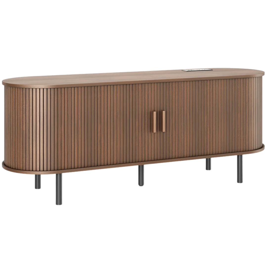 Ebern Designs Jalonda Modern Wood TV Stand With Storage And Shelves