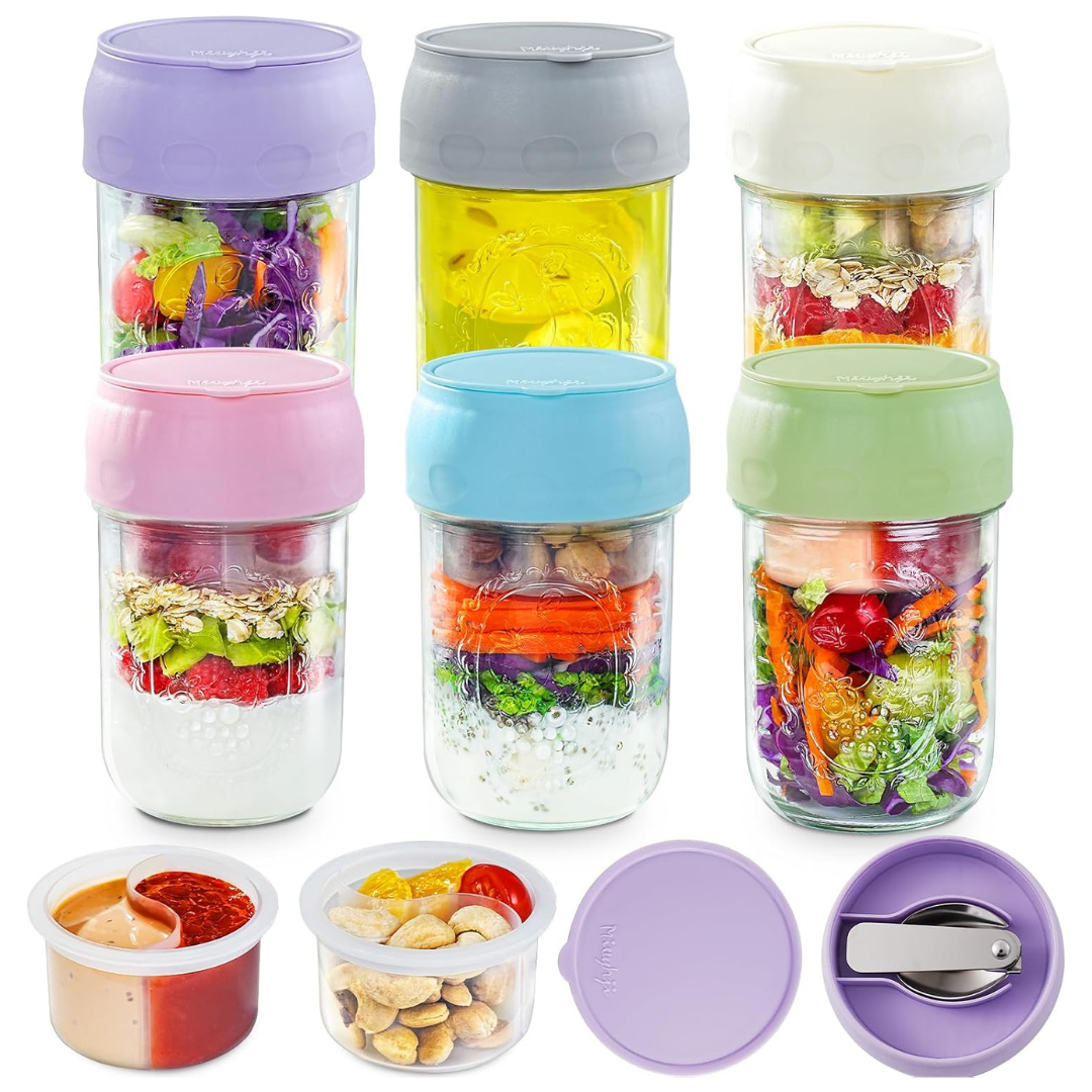 6-Pack Miuyhji Overnight Oats Containers With Lids